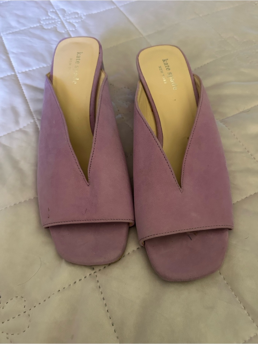 kate spade Lavender Suede Open-Toe Slide Mules